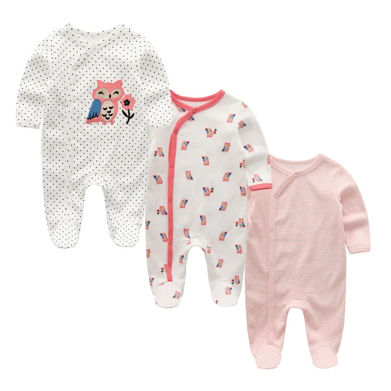 Cute Baby Girl 3 Piece Cotton Romper Set for All Seasons
