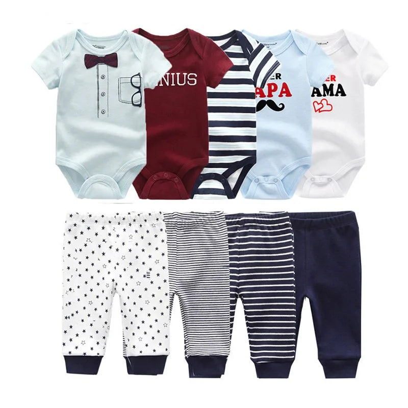 Unisex Newborn Cartoon Bodysuit and Pants Clothing Set