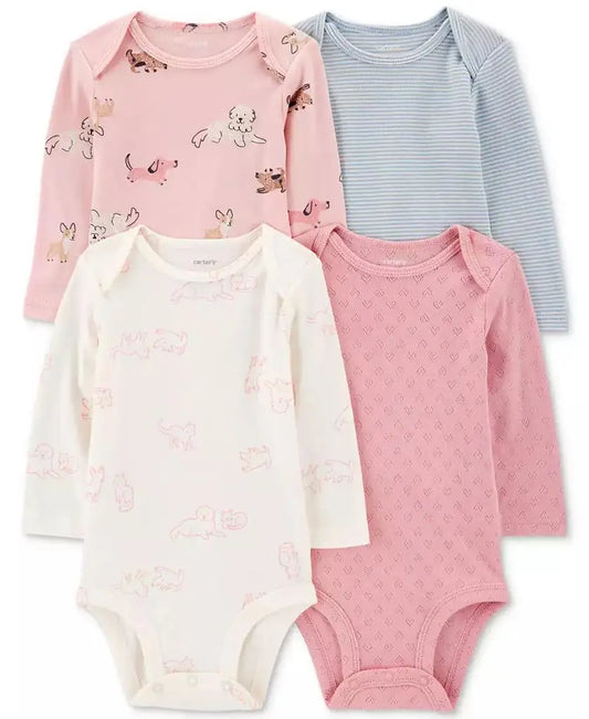 Carter's Baby Girls Cotton Puppy Long-Sleeve Bodysuits Set