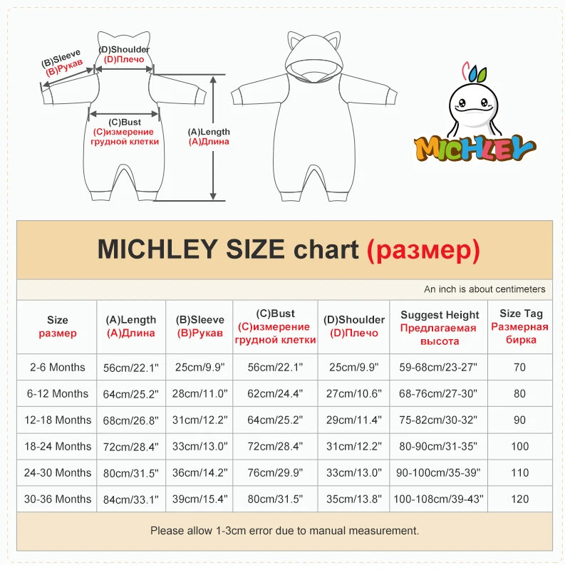 MICHLEY Halloween Dinosaur Baby Romper Hooded Jumpsuit Costume
