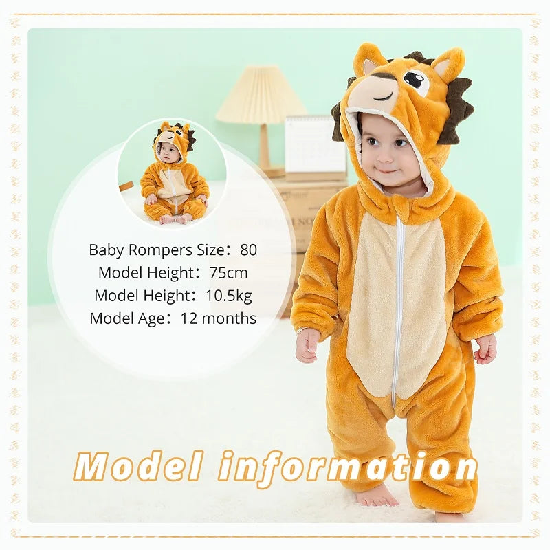 MICHLEY Halloween Dinosaur Baby Romper Hooded Jumpsuit Costume