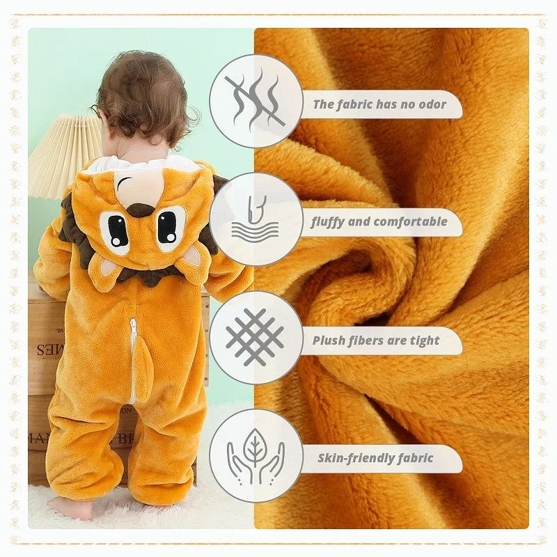 MICHLEY Halloween Dinosaur Baby Romper Hooded Jumpsuit Costume