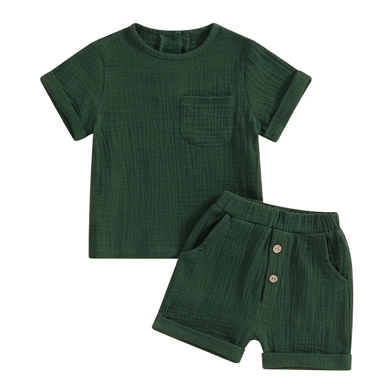 Newborn Baby Boys Summer Casual Outfit Set With Pockets