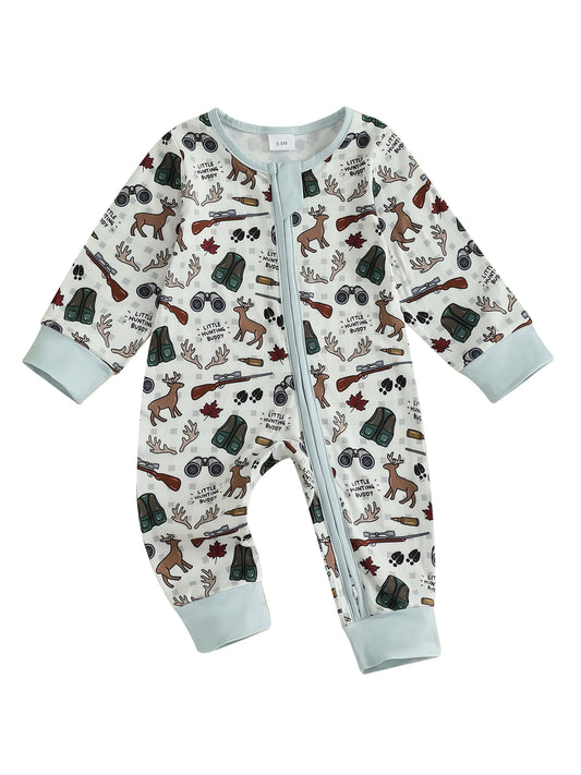 Infant Boys Fall Fashion Romper With Elk Print Design