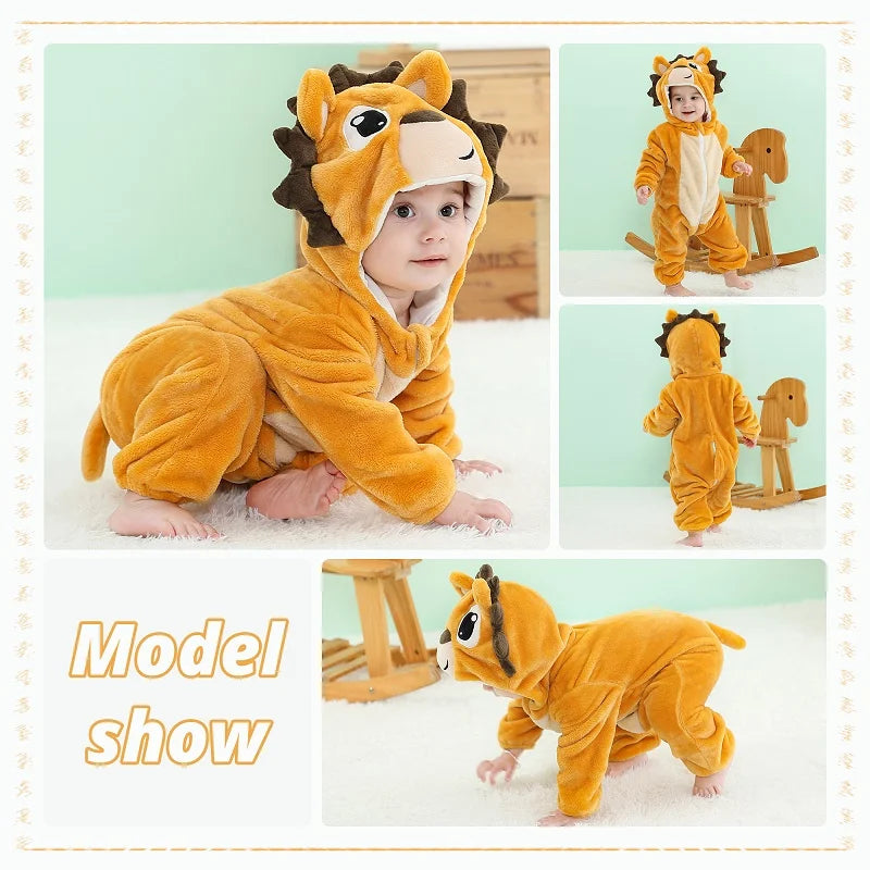 MICHLEY Halloween Dinosaur Baby Romper Hooded Jumpsuit Costume