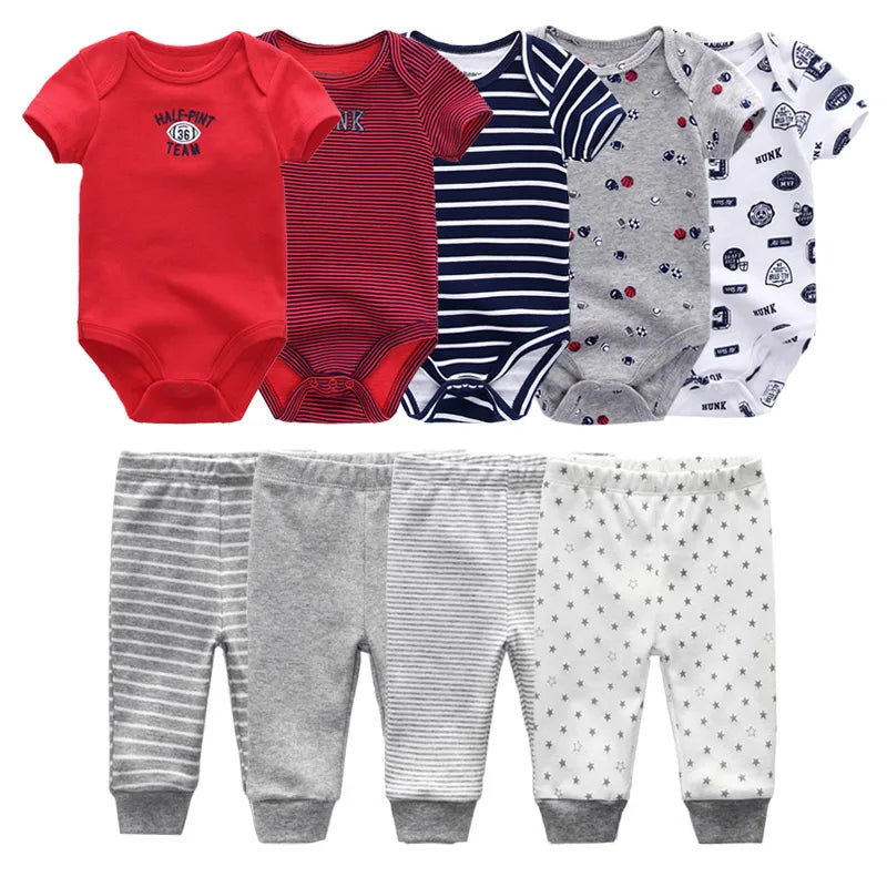 Unisex Newborn Cartoon Bodysuit and Pants Clothing Set