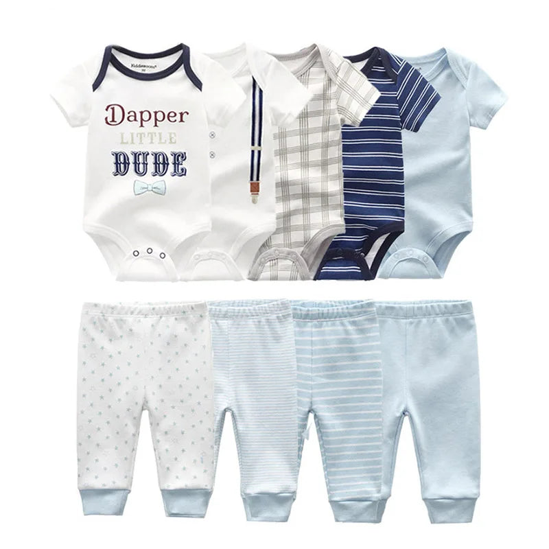 Unisex Newborn Cartoon Bodysuit and Pants Clothing Set