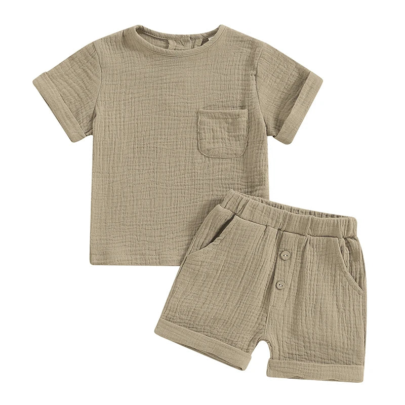 Newborn Baby Boys Summer Casual Outfit Set With Pockets