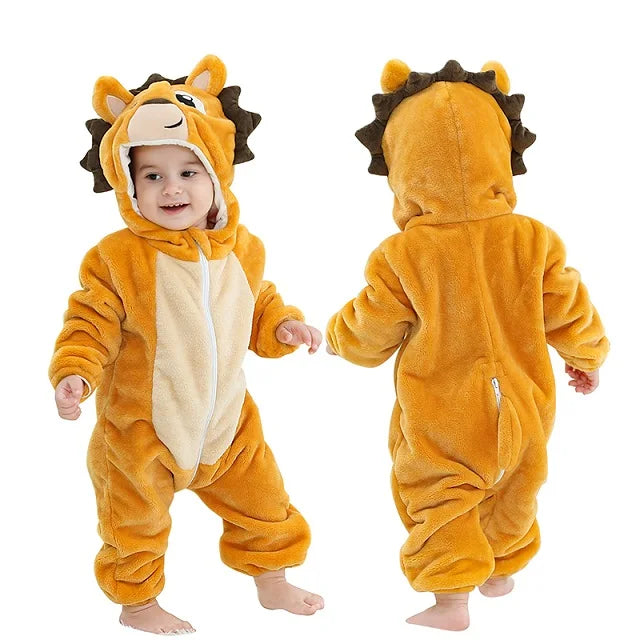 MICHLEY Halloween Dinosaur Baby Romper Hooded Jumpsuit Costume