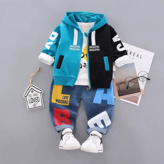 Boys and Girls Spring Autumn Three Piece Clothing Set